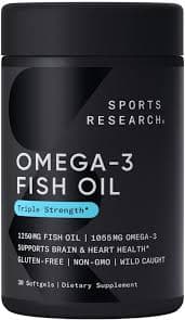 Sports Research® Omega-3 Fish Oil 1250 - Triple Strength Fish Oil Supplement